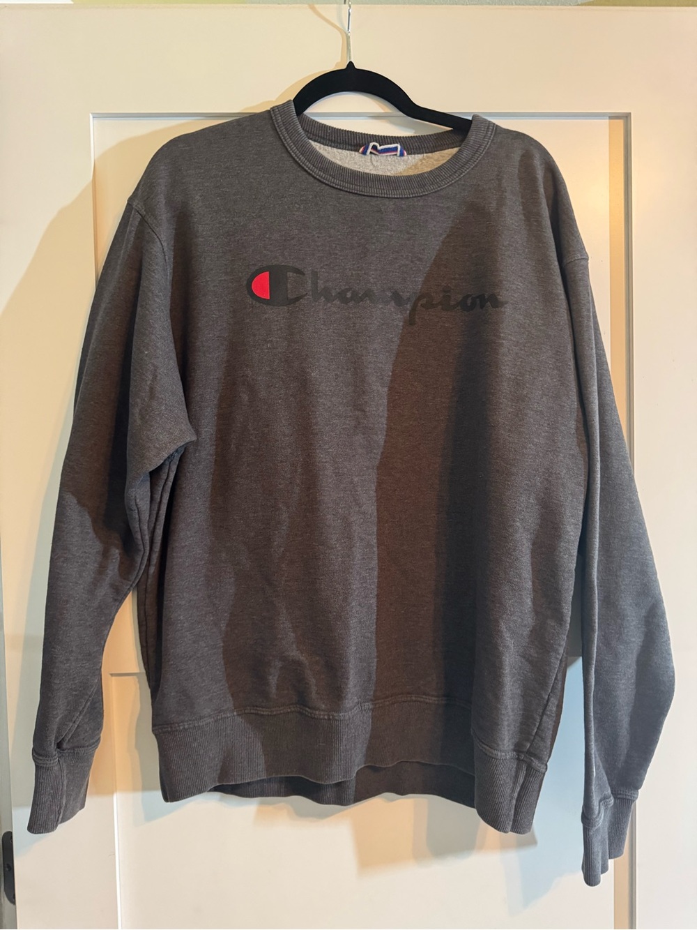 Champion Men's Charcoal Crewneck Sweatshirt with Logo